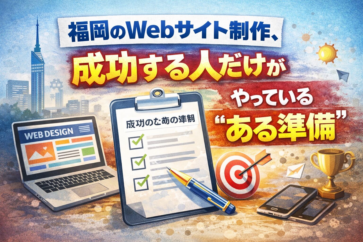 福岡のWebサイト制作で成功する人が事前に行っている準備を解説したイメージ画像