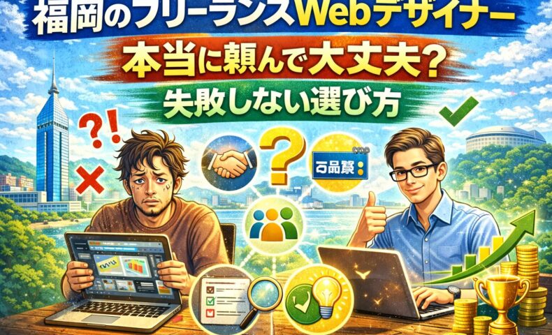 福岡のフリーランスWebデザイナーに本当に頼んで大丈夫かを比較で表現したアイキャッチ画像