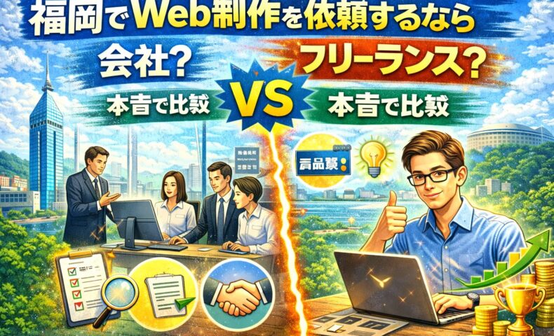 福岡でWeb制作を依頼する際に会社とフリーランスを比較しているアイキャッチ画像