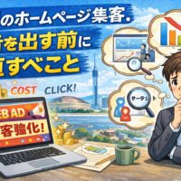 福岡のホームページ集客で広告を出す前に見直すべきポイントを考えている事業者のイメージ画像
