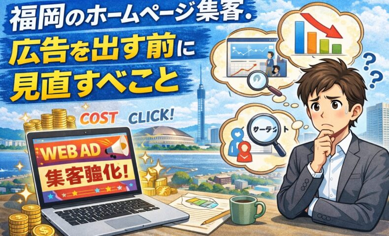 福岡のホームページ集客で広告を出す前に見直すべきポイントを考えている事業者のイメージ画像