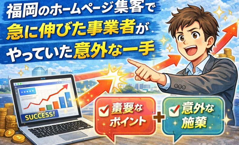 福岡のホームページ集客で急に成果が伸びた事業者が、意外な施策に取り組んでいる様子を表したイメージ画像