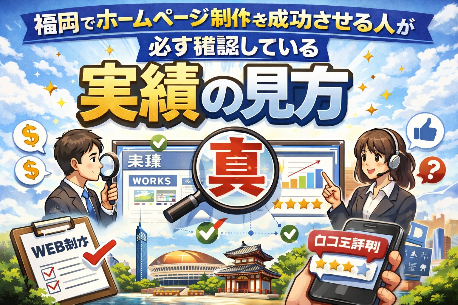 福岡でホームページ制作を成功させるために確認すべき実績の見方を解説するイメージ画像