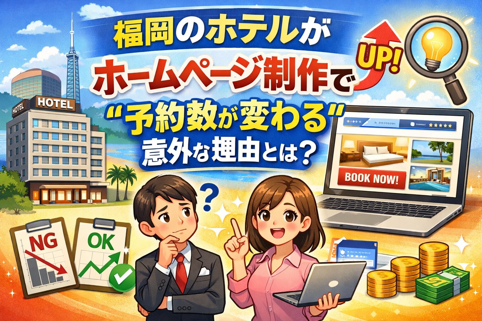 福岡のホテルがホームページ制作で予約数が変わる理由を解説するアイキャッチ画像