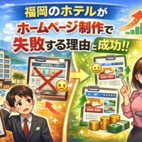 福岡のホテルがホームページ制作で失敗する理由と成功する設計を解説するアイキャッチ画像