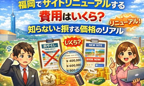 福岡でサイトリニューアルする費用の相場や価格の違いを解説するアイキャッチ画像