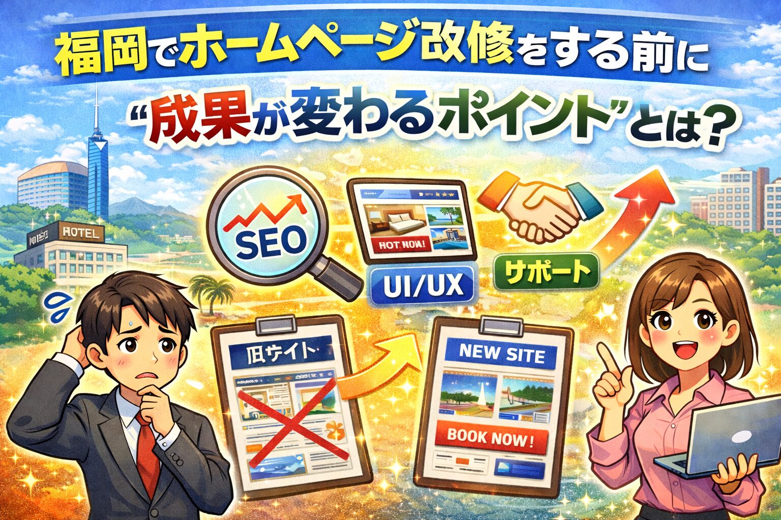 福岡でホームページ改修をする前に成果が変わるポイントを解説するアイキャッチ画像