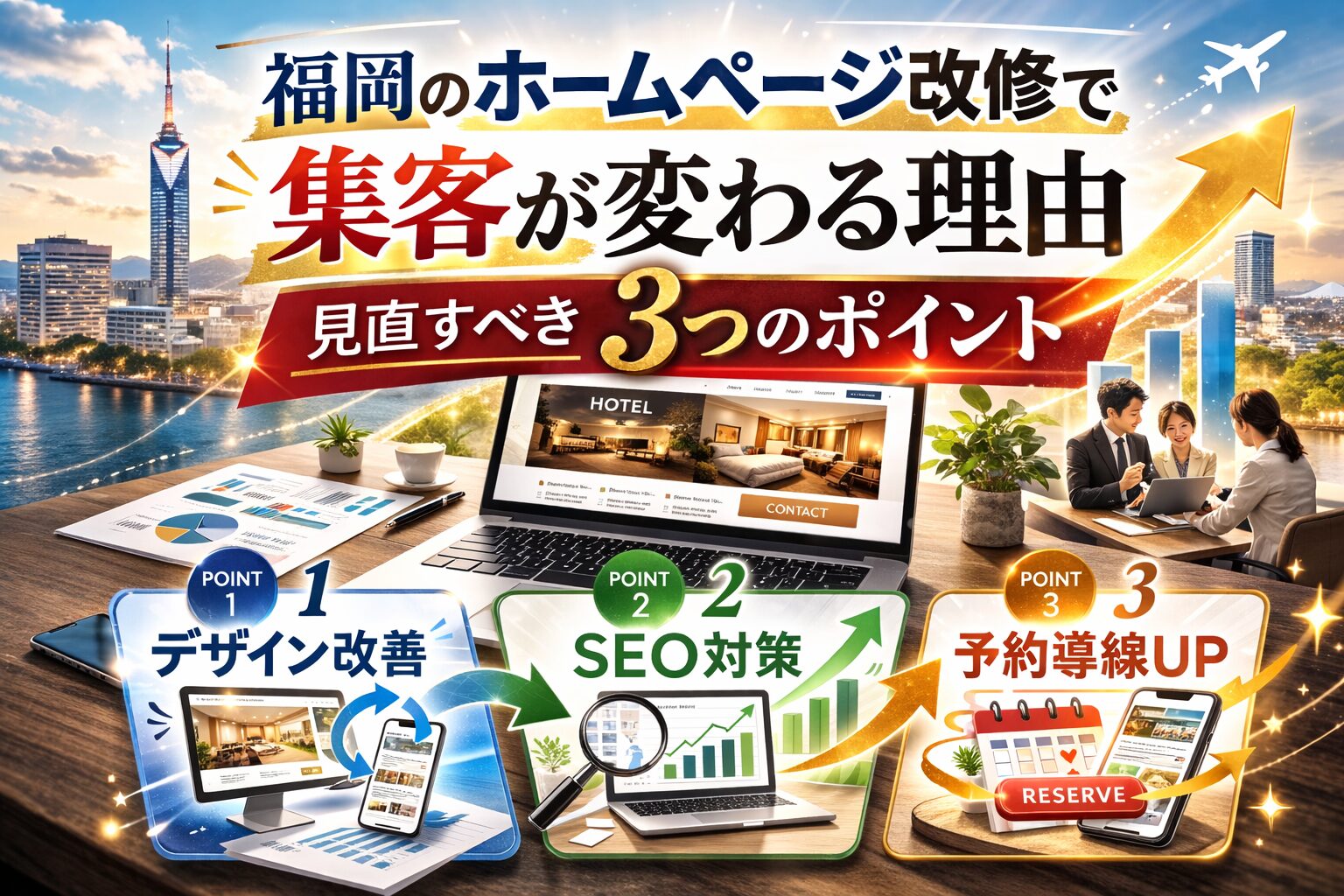 福岡のホームページ改修で集客が変わる理由と見直すべき3つのポイントを解説するアイキャッチ画像