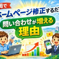 福岡でホームページ修正を行うことで問い合わせが増える仕組みを表したアイキャッチ画像
