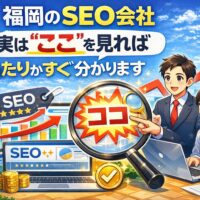 福岡でSEO会社を選ぶ際に見るべきポイントを分かりやすく示したイメージ画像