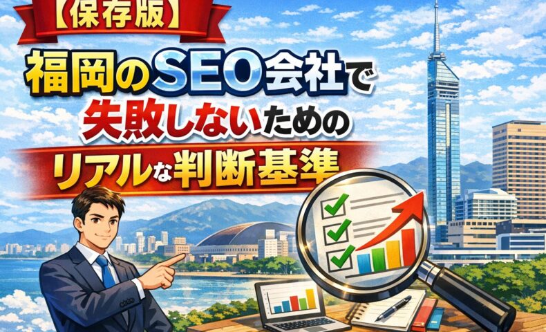 福岡でSEO会社を選ぶ際に失敗しないための判断基準を分かりやすく表現したイメージ画像