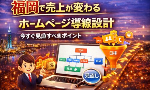 福岡のホームページ集客における導線設計改善で売上向上を表現したイメージ画像