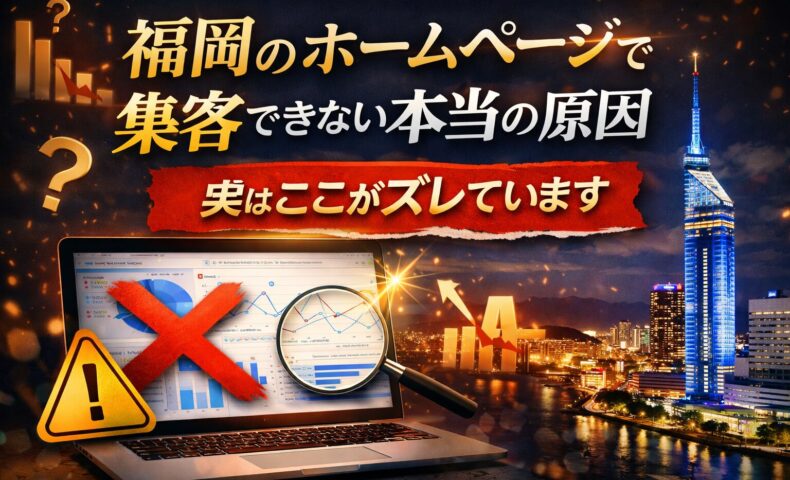 福岡のホームページで集客できない原因と改善ポイントを表現したイメージ画像