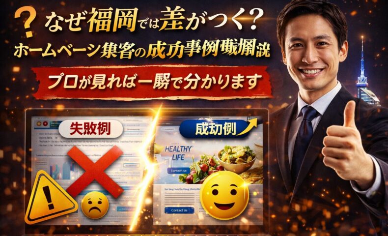 福岡のホームページ集客の成功事例と失敗例を比較し違いを示したイメージ画像