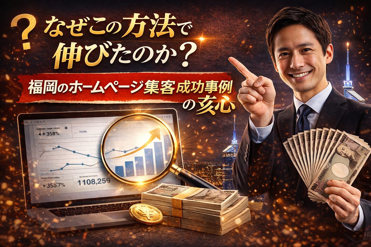 福岡のホームページ集客成功事例で売上が伸びた理由を表現したイメージ画像