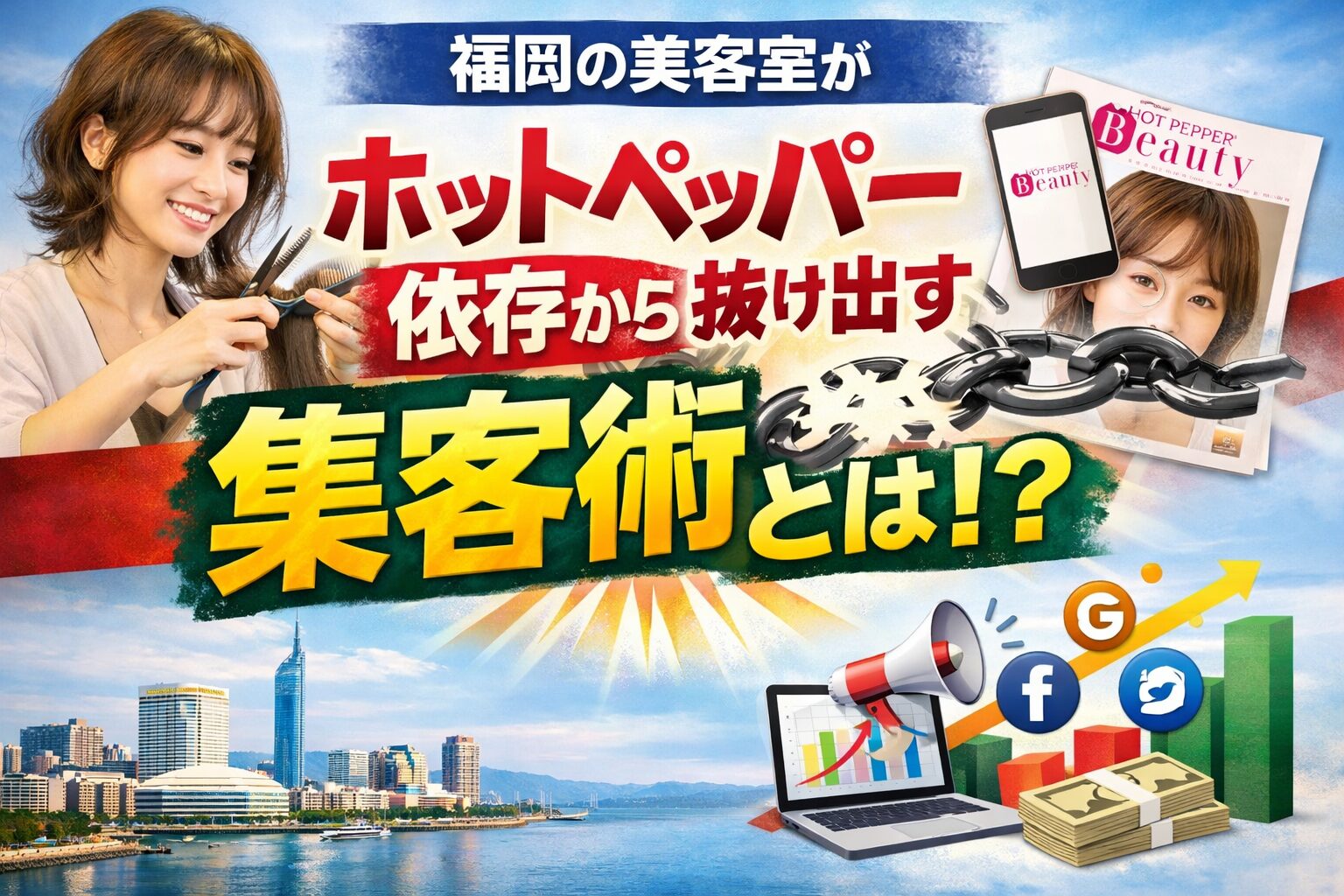 福岡の美容室がホットペッパー依存から抜け出しホームページで集客を成功させるイメージ画像