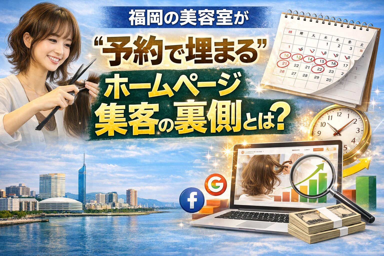 福岡でサロンのホームページを活用した集客で予約が埋まる仕組みを解説するイメージ画像