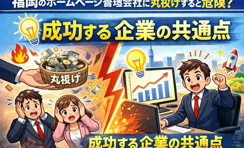 福岡のホームページ管理会社に丸投げするリスクと成功する企業の共通点を解説するイメージ