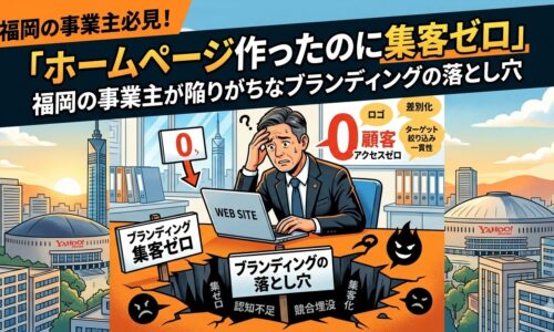 福岡の事業主がホームページを作ったのに集客ゼロになる原因と、ブランディングの落とし穴を図解したアイキャッチ画像
