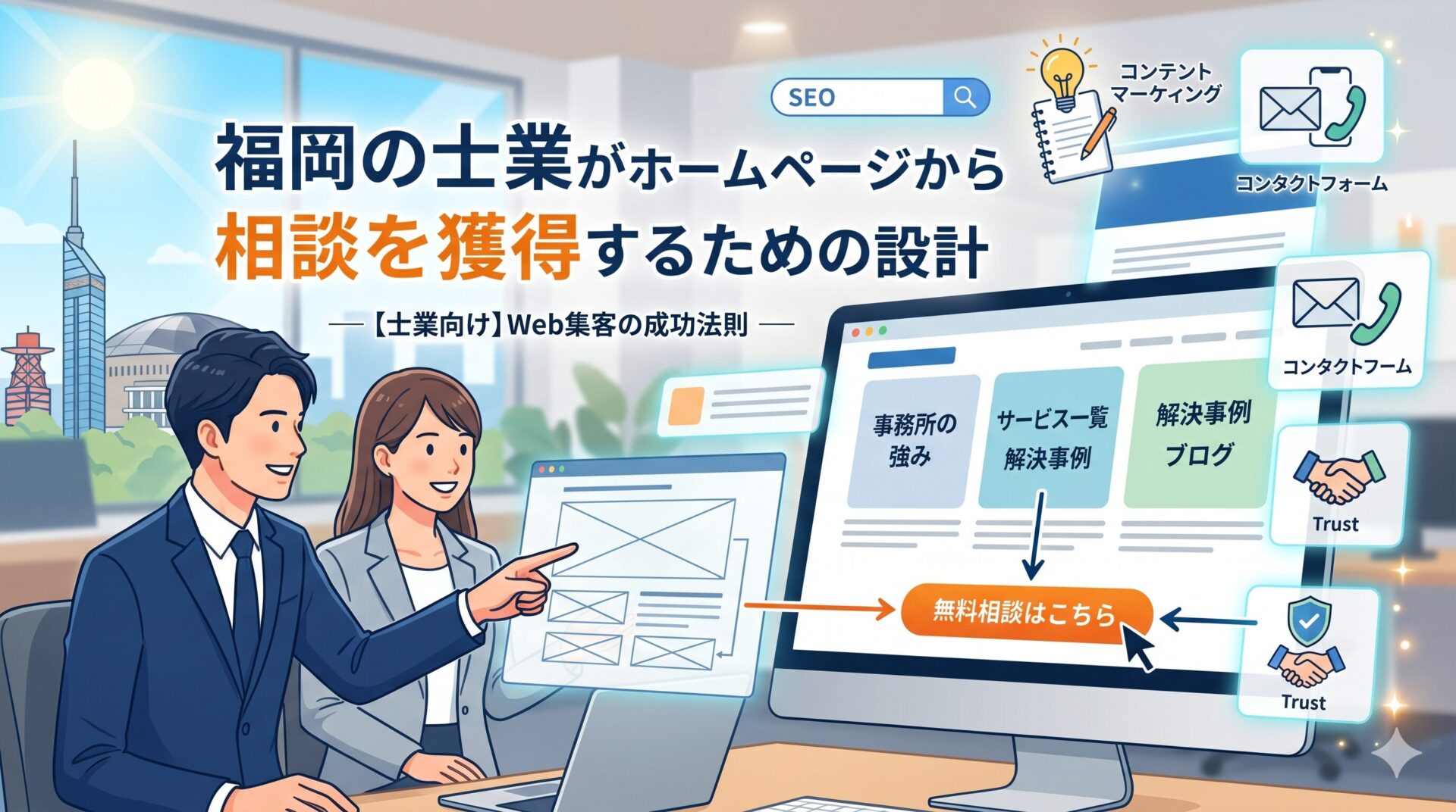福岡の士業がホームページから相談を獲得するための設計を解説するアイキャッチ画像