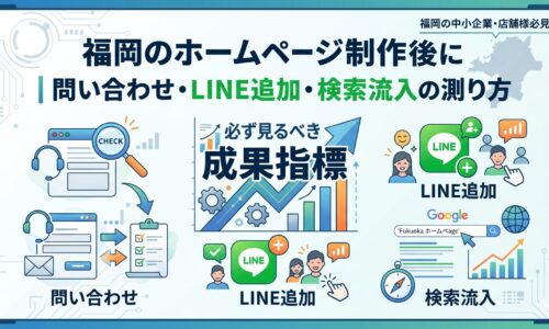 福岡のホームページ制作後に必ず確認すべき成果指標|問い合わせ・LINE追加・検索流入の測り方を図解