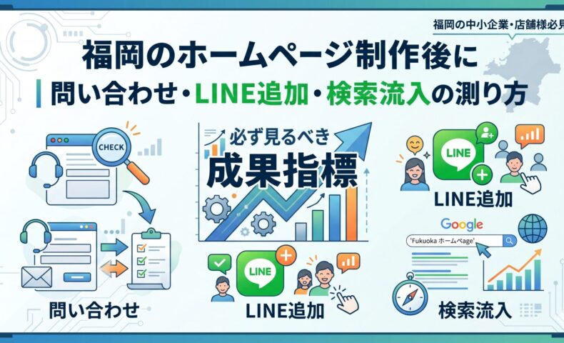福岡のホームページ制作後に必ず確認すべき成果指標｜問い合わせ・LINE追加・検索流入の測り方を図解