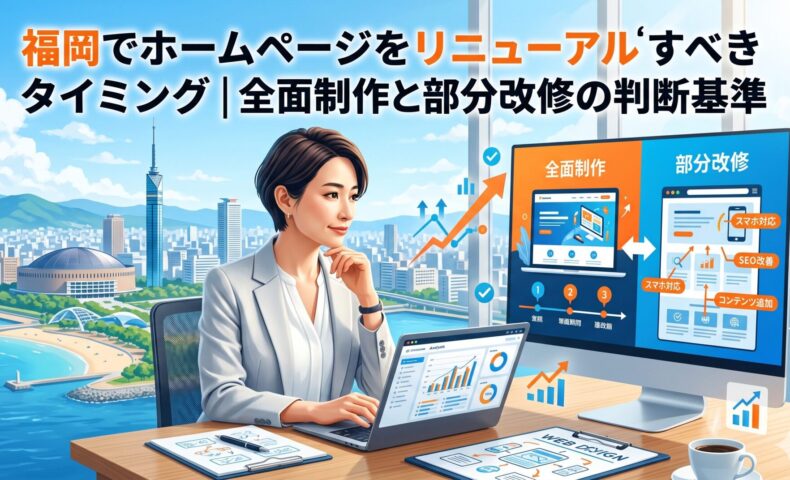 福岡でホームページをリニューアルすべきタイミングを考える女性事業主｜全面制作と部分改修の判断基準を解説