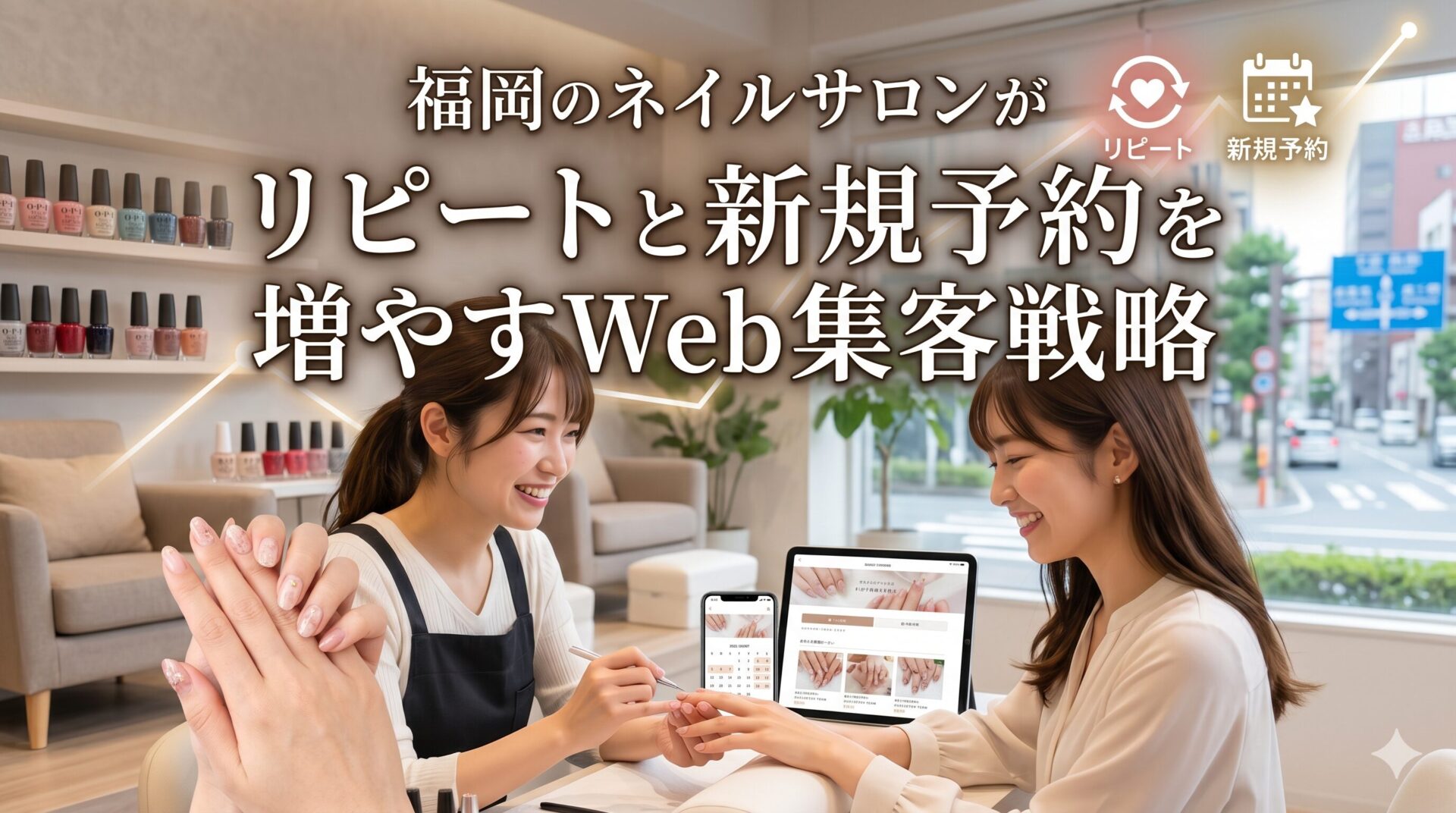 福岡のネイルサロンでリピートと新規予約を増やすWeb集客戦略を解説するアイキャッチ画像