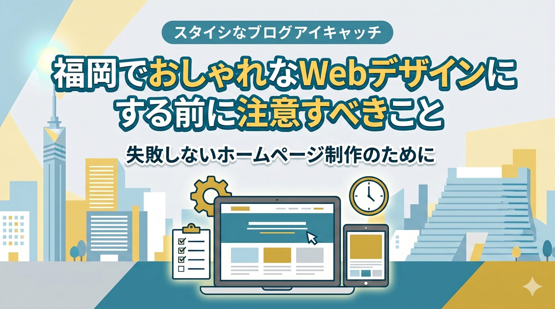 福岡・中洲の飲食街を背景に、ラーメン店の店主と笑顔で食事をする男性客。「福岡の飲食店ホームページにおしゃれさは必要?集客につながる見せ方」のテキストを重ねたアイキャッチ画像。