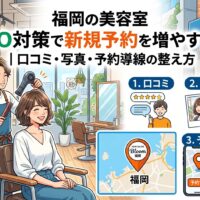 福岡の飲食店がMEO対策でGoogleマップの口コミ・星評価を活用し、ホームページへの導線を整えて来店客を増やす仕組みを図解したアイキャッチ画像