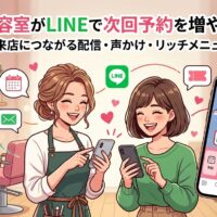 個人美容室がLINEで次回予約を増やす方法と再来店につながる配信・声かけ・リッチメニューを示すアイキャッチ画像