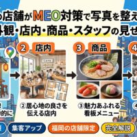 福岡の店舗がMEO対策で写真を整える順番|外観・店内・商品・スタッフの見せ方を解説する図解