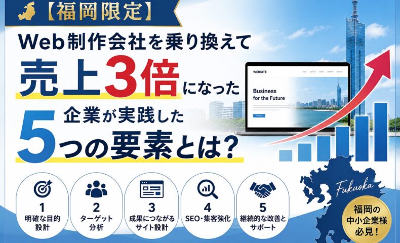 【福岡限定】Web制作会社を乗り換えて売上3倍になった企業が実践した5つの要素