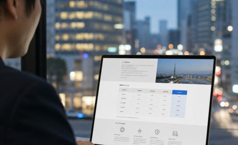 福岡 料金ページ SEOの設計を示す、地域名・料金表・サービス内容を整理したWebサイト画面