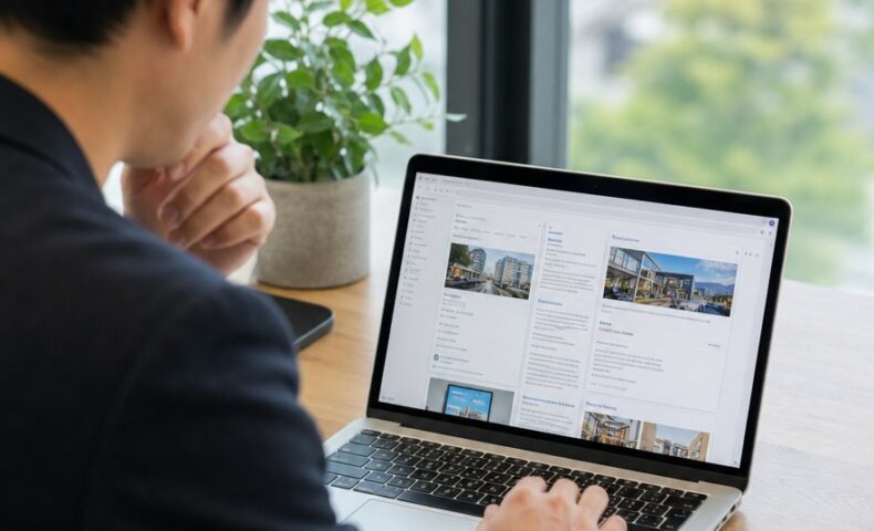 福岡でPerplexity対策に取り組み、AI検索に選ばれる店舗や企業のWeb情報を確認するイメージ