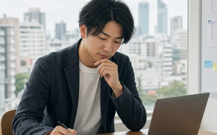 福岡のサービスページ設計を検討する担当者が地域密着型サイトの構成を整理しているイメージ