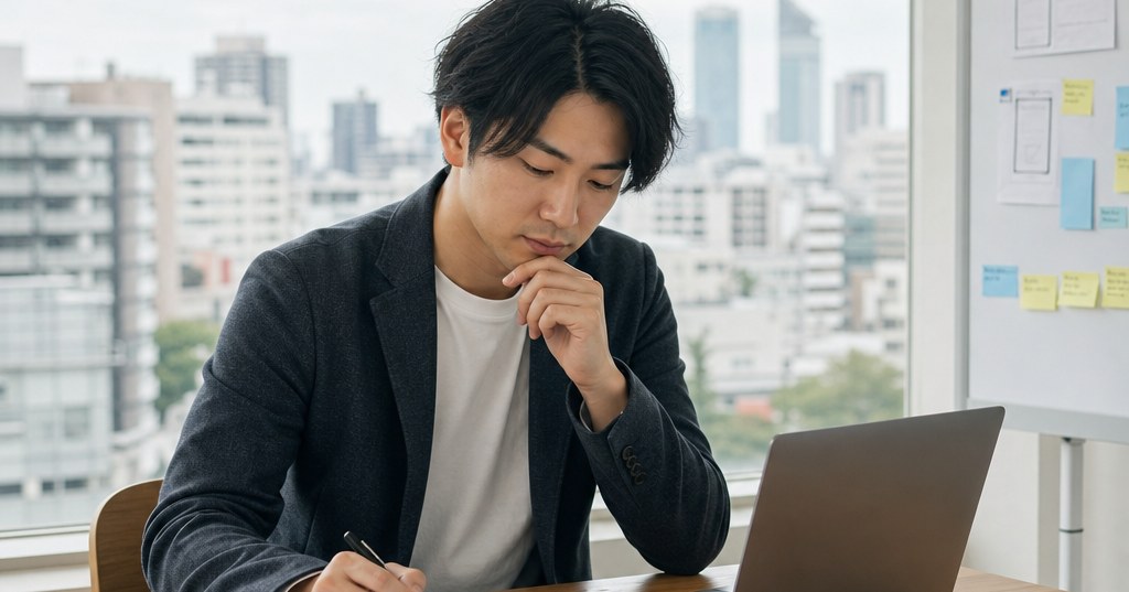 福岡のサービスページ設計を検討する担当者が地域密着型サイトの構成を整理しているイメージ