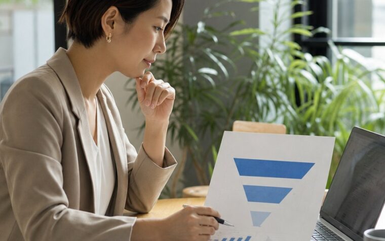 福岡企業の問い合わせ率改善に向けて、Webサイトの問い合わせ導線を見直す担当者