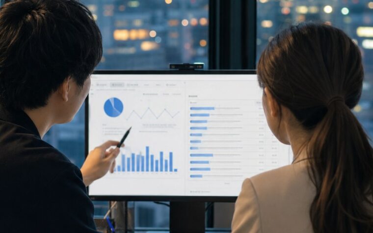 福岡 CTR改善のために検索結果のタイトルとクリック率を分析するイメージ