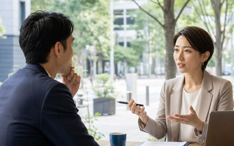 プロ依頼で集客アップを目指す事業者と、成果条件を確認するWebマーケティング担当者