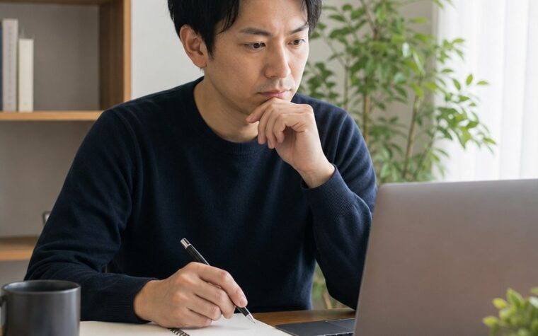 個人事業主がSEOを自分でできない作業と任せる作業を切り分けて検討しているイメージ