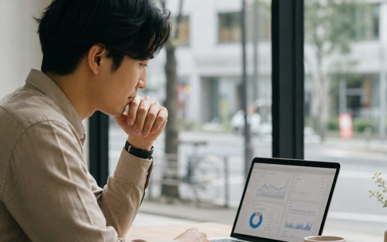 個人事業主のホームページのアクセスが少ない原因を検索流入の入口から確認するイメージ